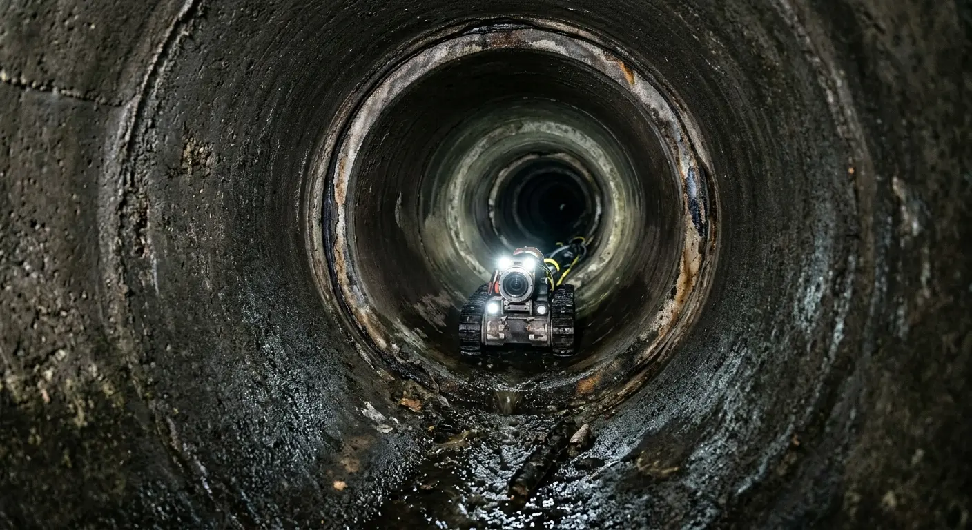 Robotic sewer camera inspecting pipe interior for Sewer Line Cleaning in Imperial